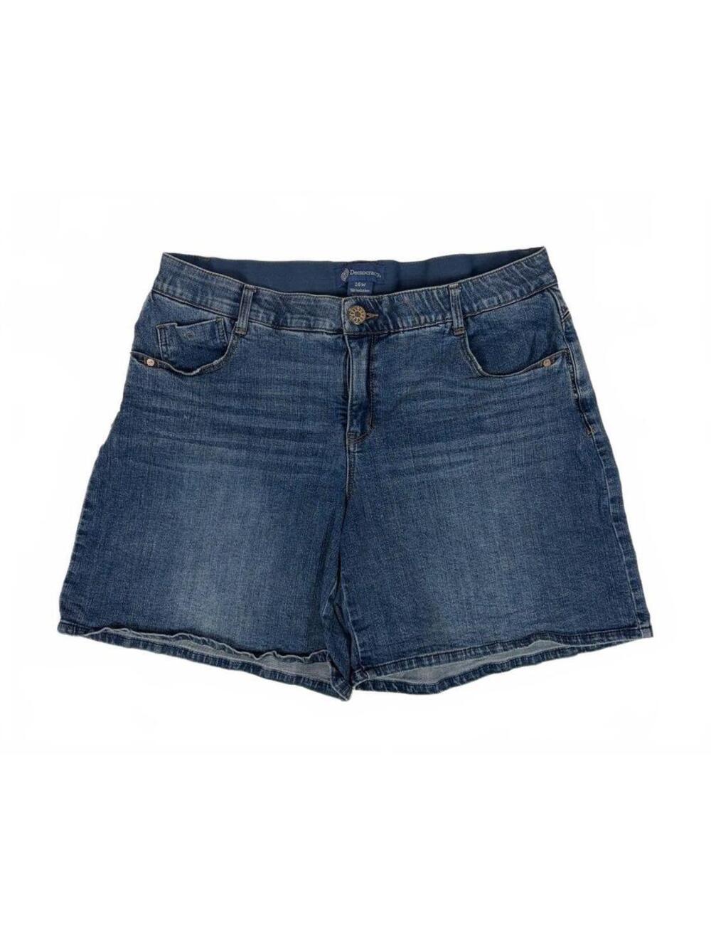 Plus Size Democracy AbSolution Womens 16W High Rise Stretch Scallop Denim Shorts